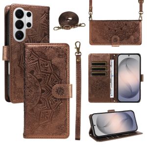Mandala Embossed PU Leather Wallet Phone Case For Samsung Galaxy S26 Ultra S25 Edge S24 S23 S22 Plus S21 S20 FE A57 A37 A17 A07