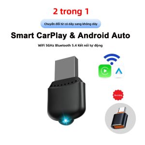 Hộp Thông Minh Mini Không Dây CarPlay Và Android Auto Kết Nối Tự Động Cắm Là Chạy Dành Cho Volvo Mercedes MG Ford - Hộp AI Cho Ô Tô