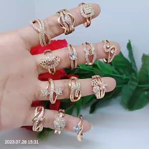 Cincin Titanium Tembaga Xuping Perhiasan Aksesoris Lapis Emas Terlaris Termurah Tidak Mudah Pudar C45