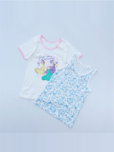 Girls Cotton T-Shirts Short Sleeve round Neck Princess Fairy Tale Kids Soft Versatile Base Layer Tops Summer Casual Wear