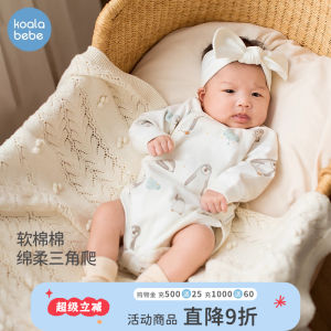 Soft Pure Cotton Breathable Penguin Triangle Crawling Suit Newborn Baby Romper Comfortable Skin-Friendly All Seasons Wear