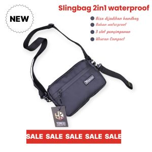 tas handbag keren murah-slingbag waterproof 2in1 pria Cowok terbaru selempang pria waterproof Tas Multifungsi Stylish & Praktis untuk Sehari-hari- slingbag waterproof 2in1 dengan tali panjang/selempang pria waterproof/handbag waterproof