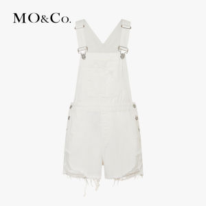 MO&Co. | Bib Overalls with Adjustable Shoulder Straps Denim High Waist