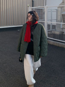 Sixi Four Happiness Loose Fit Womens Cotton Jacket Autumn Winter Lightweight Coat without Collar Gourd Pattern Embroidery