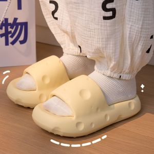 Thick Bottom Cheese Slippers Womens Summer Bath Anti-slip Home Use Couples Soft Bottom Outdoor Wear Flat Heel EVA Slippers
