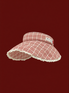Ultraviolet Protection Sun Hat with Plaid Lace Design