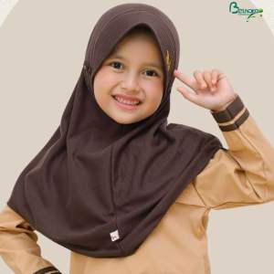 Kerudung Coklat Pramuka instan Model Rabbani Inova Anak Sekolah