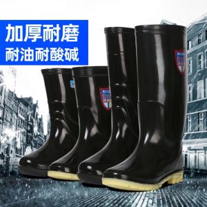 Giày Bốt Chống Nước Dài Binh Ji Hua 3917 Cho Nam Mùa Xuân Thường Xuyên Sử Dụng Chống Mài Mòn Cao Su Màu Trơn