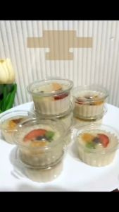 Isi 50pcs Mika Cup Pudding Agar / Mika Sambal + Tutup Sambung 35ml 60ml 70ml 90ml 100ml Tempat Saos Cup Pudding Tutup