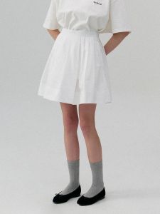 the Barnn Simple A-Line High Waist Midi Skirt White Gathered Waist Eighteen Skirt Womens Cotton Casual Fashion Summer Skirt