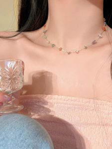 สร้อยคอลูกปัดสีสันสดใสสำหรับผู้หญิง ดีไซน์หรูหรา โซ่กระดูกไหปลาร้าสไตล์ฤดูร้อน โซ่คอแบบสั้น โซ่คอแบบยาว สไตล์ป่า