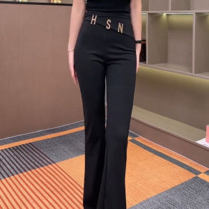 Spring 2025 High Waist Slim Fit Casual Pants Korean Style Fashionable Versatile Elastic Flared Long Trousers for Women