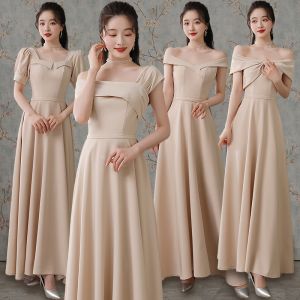 ชุดสาวในงานแต่งงานสีแชมเปญ ชุดราตรีผู้หญิง ชุดยาวทรงเข้ารูป เดรสยาวผู้หญิง ชุดราตรีสุดหรู ชุดงานเลี้ยง ชุดงานแต่งงาน