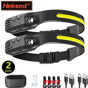 COB LED Sensor Head Lamp Induction Headlamp Built-in Battery Rechargeable Flashlight Outdoor Camping Fishing Riding Headlight