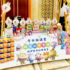 Creative Baby Birthday Tablecloth One-Year Anniversary Dessert Tablecloth Snack Tablecloth Celebration Festive Market Stall