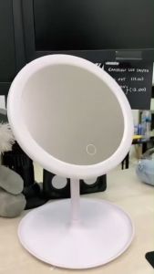 Cermin Make Up Lampu LED Ring Light 3 Warna Kecerahan dapat diatur 3 in 1 Color Orz - HZJ-033 / Cermin Kaca Bulat LED make up ring light serbaguna meja tata rias