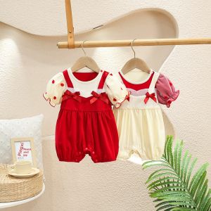 Summer Fashion Baby Girl Romper One Year Old Birthday Dress Cotton Princess Style Full Moon Hundred Days Clothes Short Sleeve