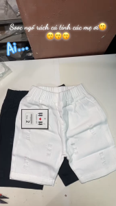 Quần sooc ngố kaki kiểu rách xước mạnh mẽ cho bé trai size 7-30kg