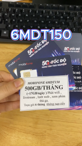 ( GIÁ TỐT ) Sim 5G Mobifone 6MDT150 Data 500GB/Tháng Full Tốc Độ Cao ( Trung Bình 17GB/Ngày ) Trọn Gói 6 Tháng - Sử Dụng Toàn Quốc . FREESHIP - CHƯA KÍCH HOẠT
