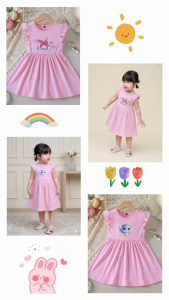 [SG Ready Stock] Kids Girls Casual Dress: My Melody Cartoon Bird 3-8Y - Soft Breathable Cotton Gown & Everyday Summer Casual Outfit by Veloverse
