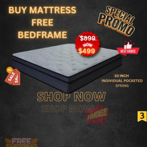 🔥 【SALE QUEEN SIZE ONLY】10 inch Individual Pocketed Spring Mattress FREE Metal Bedframe Bed 3