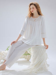 Chenxi Cotton Pajamas Womens Spring Autumn Style Thin Long Sleeve Home Clothes Autumn Red Color This Years Home Leisure Suit