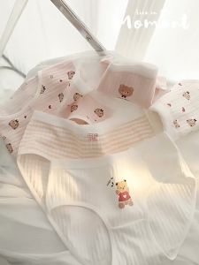 5Pcs/Set Womens Cotton Panties Cartoon Bear Soft Breathable Underwear Mid-Waist Briefs Girls Comfortable Female Daily Lingerie