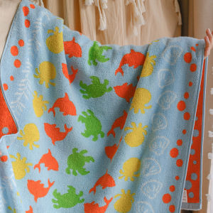 Ocean Series Pure Cotton Bath Towel Soft Absorbent Retro Style for Women New Model Bath Wrap Non-shedding Home Use Towel