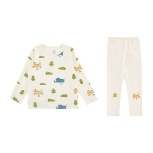Pure Cotton Childrens Sleepwear Set Boys Home Clothes Spring Autumn Style Boneless Seaming Air Conditioner Suit Trendy