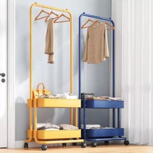 Rak Gantungan Baju Roda Stand Hanger Gantung Pakaian Tempat Penyimpanan Tas Buku Serbaguna
