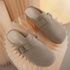 Birkent Womens Slip-On Half Slippers Outdoor Wear Summer Pregnant Flat Bottom Easy-To-Wear Retro Lazy Shoes Korean Style Pure Color