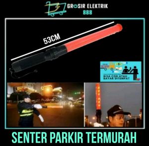 SENTER PARKIR Tongkat Lalin Panjang 53 cm Stik Parkir Lampu Senter Lalu Lintas LED Baterai