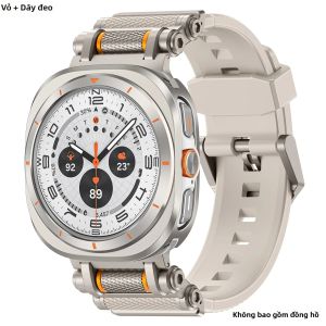 Bộ Vỏ Và Dây Đeo Samsung Galaxy Watch Ultra 2025 - Vỏ Bảo Vệ Hợp Kim Cứng Kim Loại Với Dây Đeo Thể Thao Silicon Dành Cho Đồng Hồ 47mm