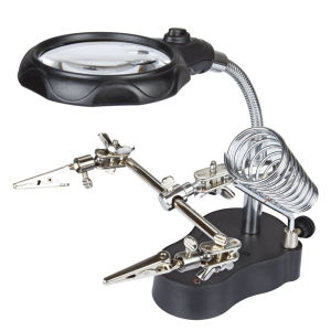Welding Magnifying Glass LED Light Auxiliary Clip Loupe Magnifier 3 In1 Hand Soldering Solder Iron Stand Holder Station