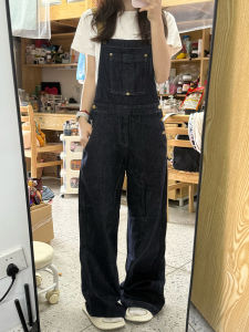 กางเกงยีนส์ทรงหลวมเอวสูงสีน้ำเงินเข้มสำหรับผู้หญิง กางเกงขายาวทรงหลวมสไตล์ใหม่ฤดูใบไม้ผลิ 2025 กางเกงยีนส์ทรงหลวมสบายๆ