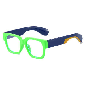 2025 Young Square Glasses Frame Women Men Anti Blue Light Glasses Color Patchwork Wide Temple Eyeglasses