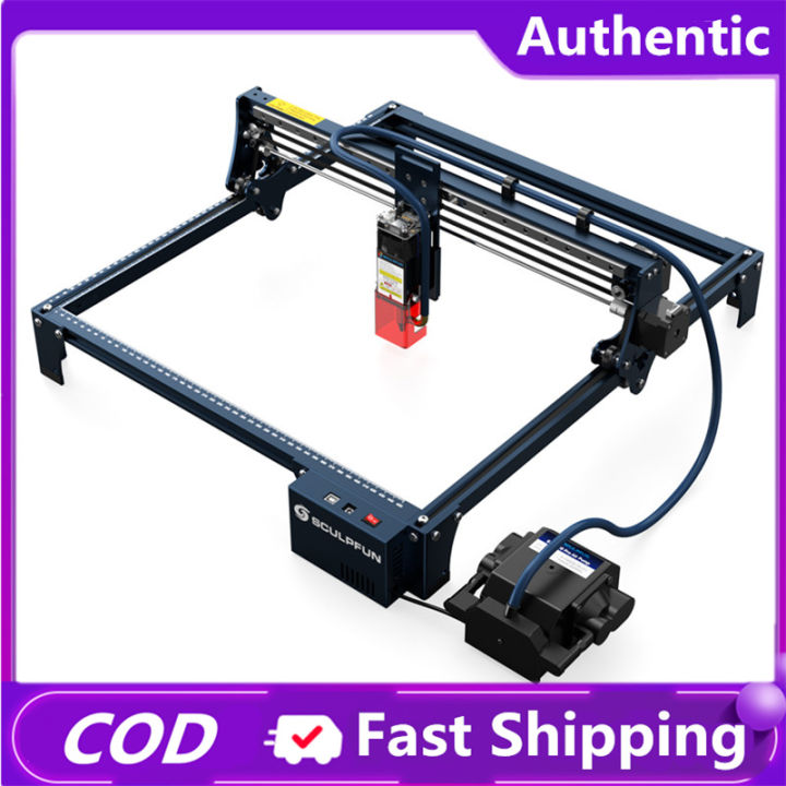 SCULPFUN S30 Laser Engraver with Automatic Air-assist System 5W Engraving Machine with Replaceable Lens Eye Protection Shield 410x400mm Engraving Area for Engraving and Carving Balsa Wood 304 Stainless Steel Aluminum Oxide Acrylic Cardboard