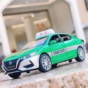 1:32 SYLPHY Miniature Taxi Toy Car Models Alloy Diecast GTR34 Sports Cars Sound Light Doors Opened Pull Back Vehicle Toys Gifts