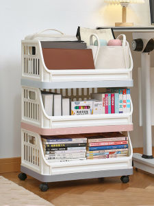 Mobile Book Storage Box with Wheels for Students Classroom under Shelf Bag Storage Rack Ground Stand Moving Bookcase