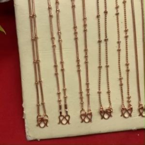 สร้อยคอนาก พิ้งค์โกลด์ ความยาว 18 นิ้ว ลายโซ่ คตกิต คั่นเม็ด กระดูกงู ไข่ปลา ห่วงคู่ ชุบนาก แฟชั่น ดีไซน์น่ารัก ทันสมัย