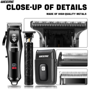 Professional Cordless Mens Barber Kit 3-in-1 USB Rechargeable Hair Clipper & Beard Trimmer Gift for Dad/Husband