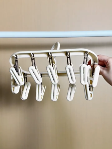 ⭐SG SELLER⭐ Baby Clothes Hanger with Clips 12/24 Pegs Socks Underwear Drying Rack Rotatable Laundry Hanger Space Saving