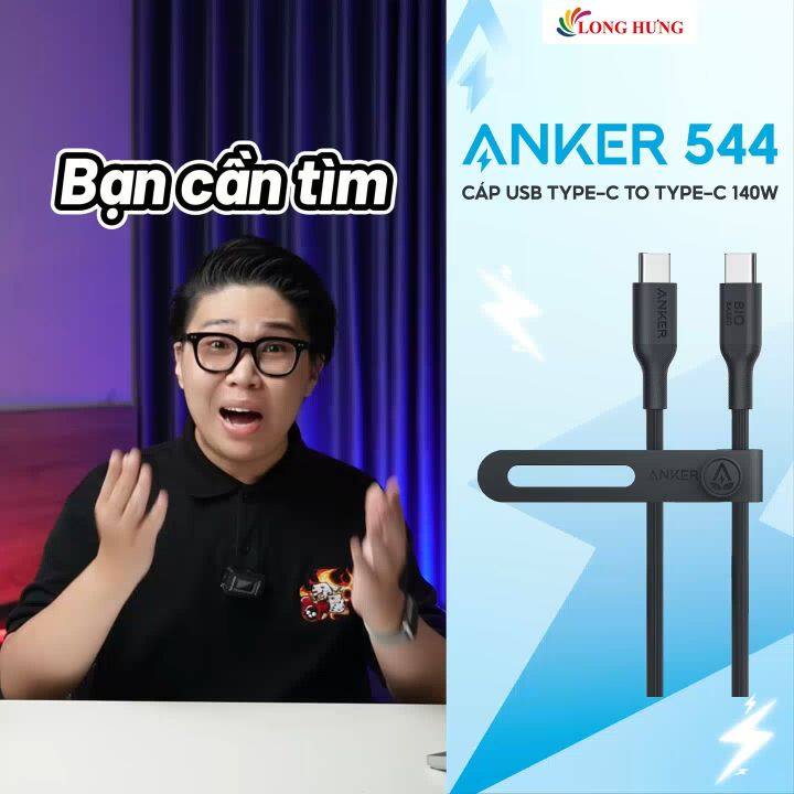 Cáp USB Type-C to Type-C Anker 544 TPE Bio-Based Cable 140W 0.9m A80F1/1.8m A80F2 - Hàng chính hãng - Tiêu chuẩn an toàn USB-IF, tuổi thọ trung bình 90% với 20.000 lần uốn cong