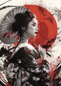 HUACAN Diamond Mosaic 5d Woman Japanese Portrairt Full Square Round Drill Home Decor Diamond Painting Cherry Blossom Rhinestones