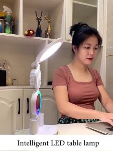 Rechargeable Table Lamp for Study Desk Lamp Reading Light Led Table Light with Fan Led Clock Dispaly Reading Lamp