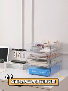 ถาดจัดเก็บเอกสารอะคริลิก ใส ทนความร้อน สำหรับโต๊ะทำงาน มีฝาปิด ขนาด A4