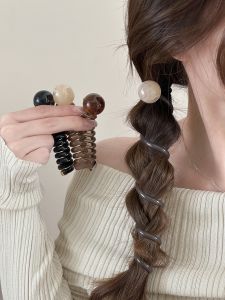 Simple round Bead Bubble Hair Ties Womens 2025 New High-End Braided Tail Phone Line Hair Bands Luxury Feelings Hair Accessories