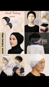 (GL) Anak Tudung Inner Tudung Serkup Kepala Knitwear Hitam Putih