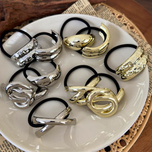 Zy Fashion Elegant Temperament Geometric Metal Hair Rope for Woemn Korean Style High Elasticity Does Not Hurt The Hair Scrunchies Fashion Girls High Ponytail Hair Ties Hair Accessories