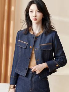 ทันสมัย Vintage เดนิม เสื้อแจ็คเก็ต แขนสั้นยาว แขนเสื้อ ผู้หญิง ฤดูใบไม้ร่วง Style Mall Exclusive Special Offer Front Brand